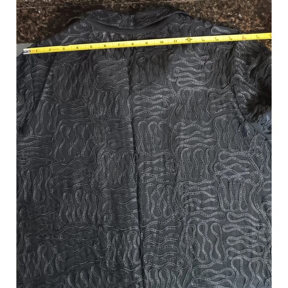 LAURA ASHLEY Black Jacket Top Semi Sheer Abstract Zip Up Blouse 1X Texture - Picture 14 of 14